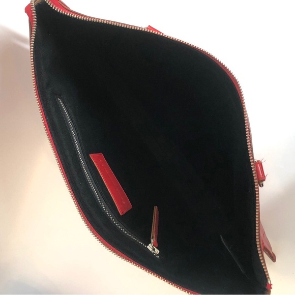 Club Monaco Red Leather Portfolio Tote - Picture 9 of 15